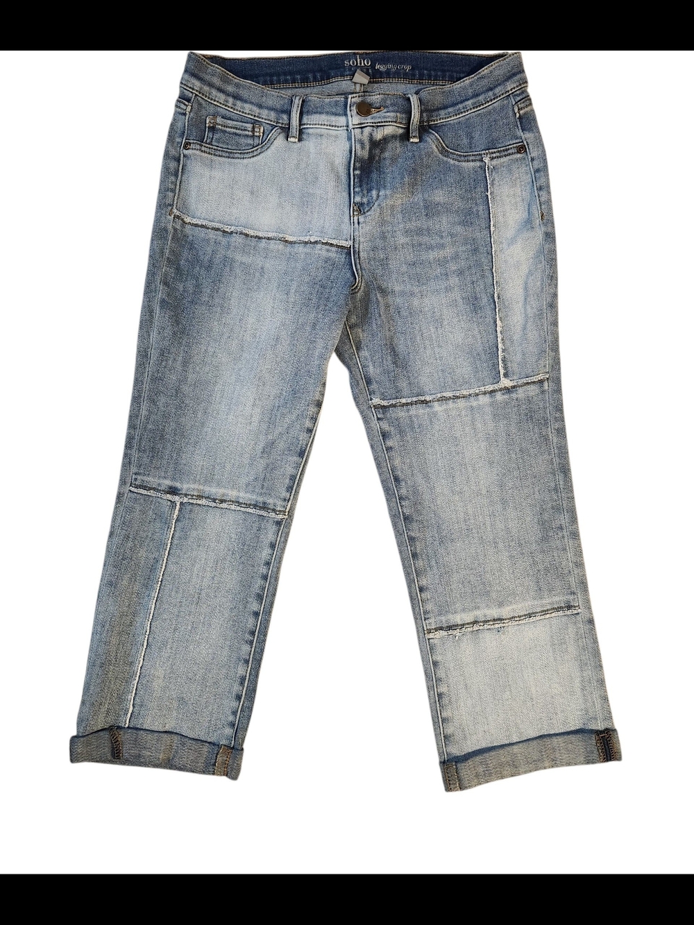 Y2K PATCHWORK CROPPED DENIM CAPRI STATEMENT ✨